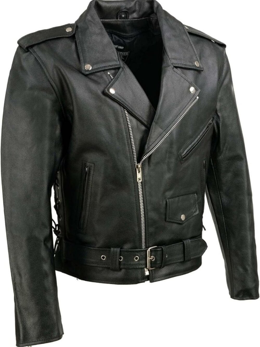 Stylish Men's Biker Leather Motorcycle Jacket with Pockets for Events & Casual